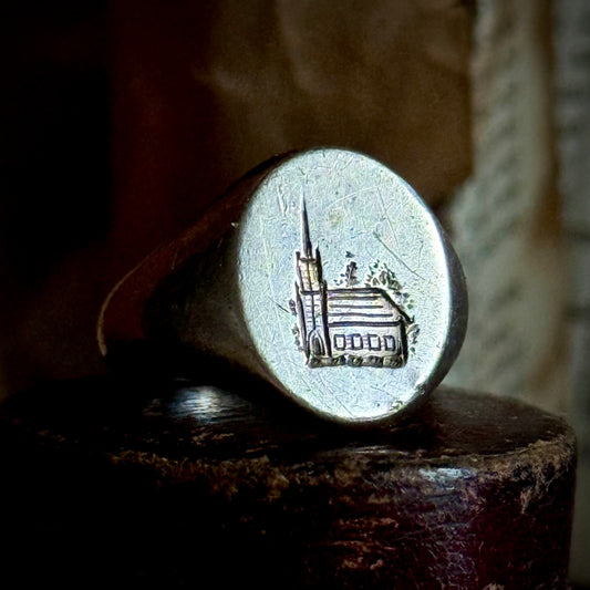 Antique Ecclesiastical Silver Signet Ring