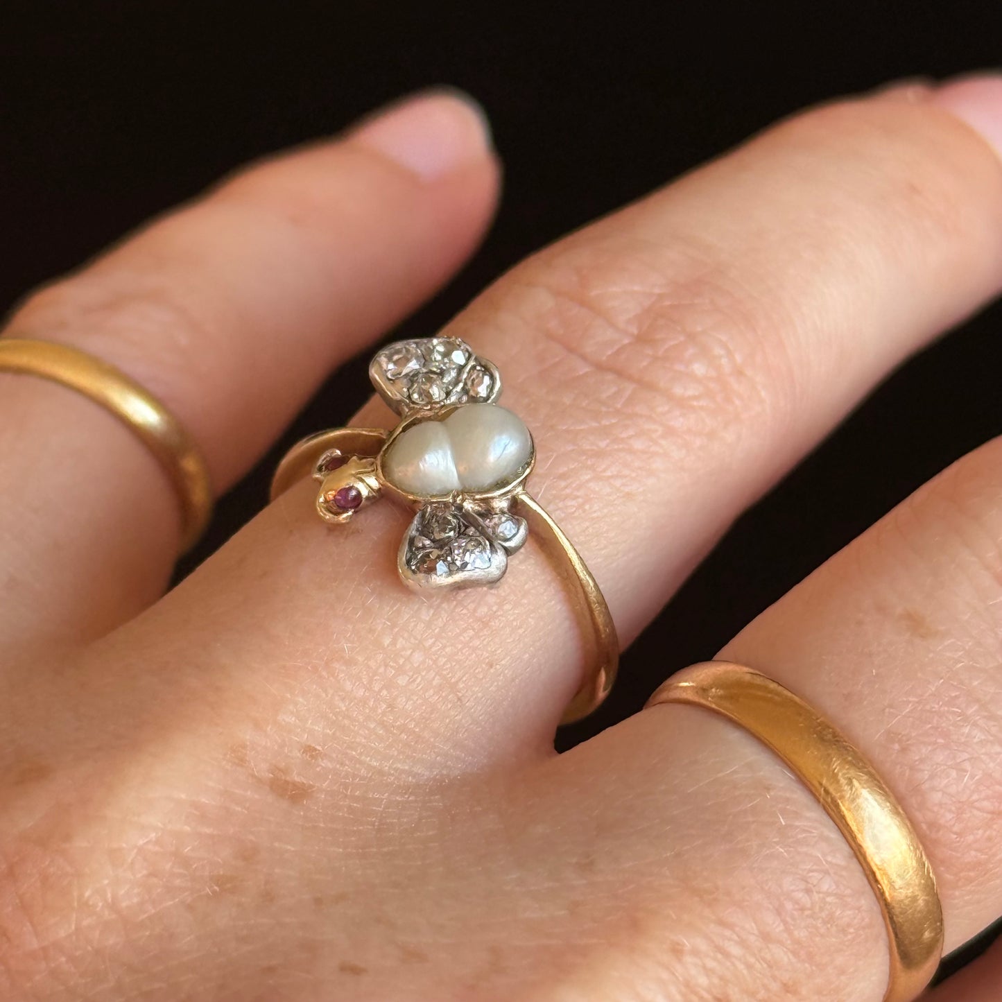 Antique Victorian Diamond Butterfly Ring; Circa 1880