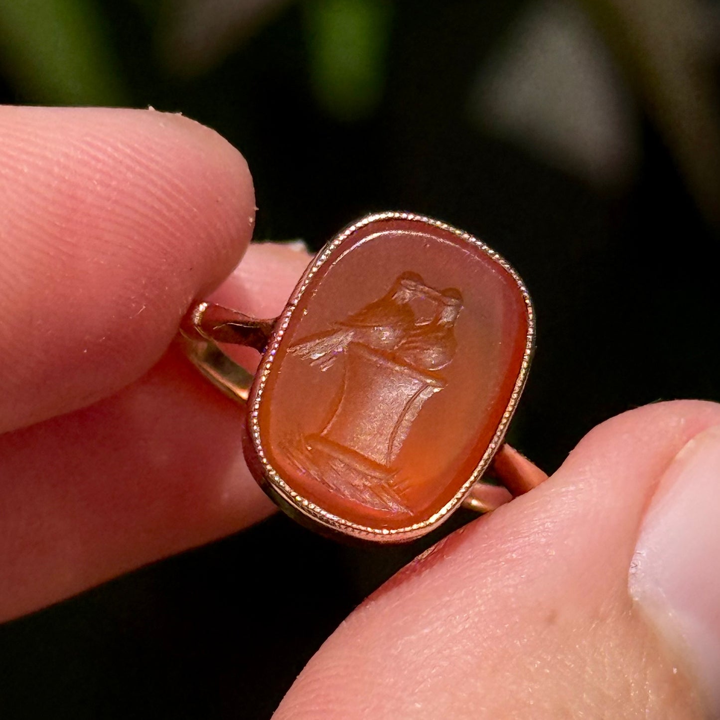 Antique Victorian Love Birds Intaglio Ring in 9 Carat Gold