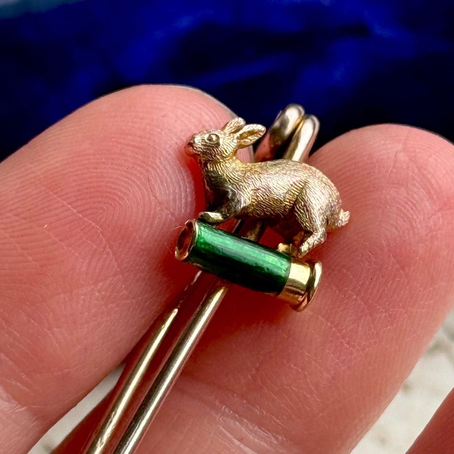 Antique Victorian Hare & Cartridge Brooch in 9 Carat Gold; Circa 1880