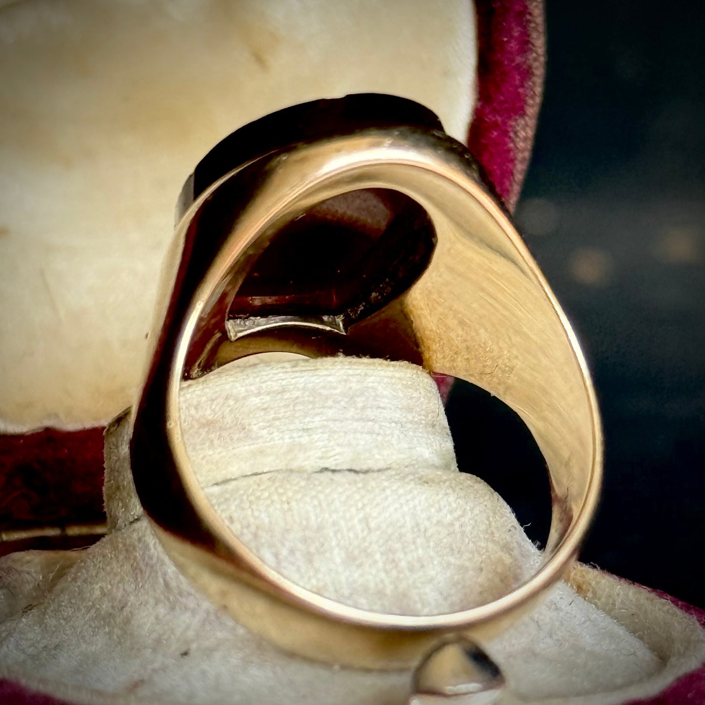 Antique Horseshoe Carnelian Signet Ring in 9 Carat Gold; Circa 1890