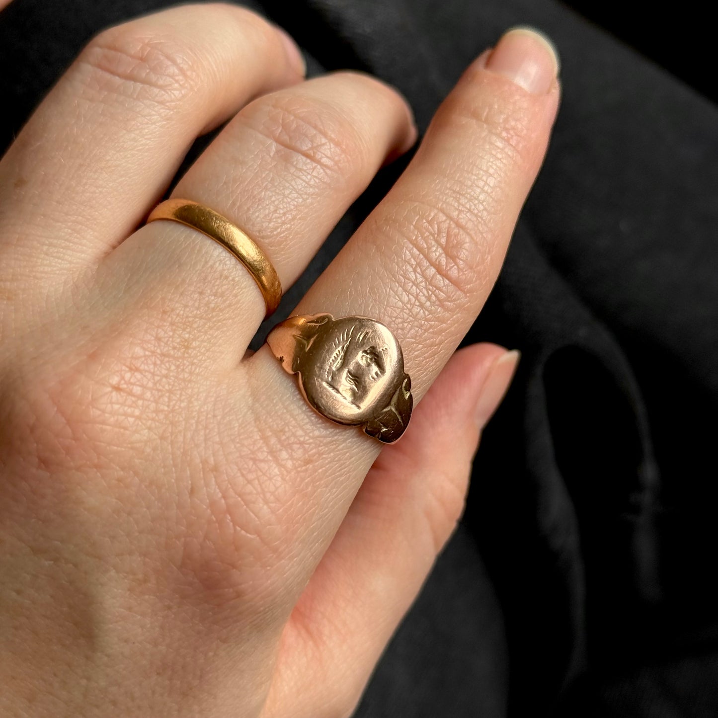 Antique Unicorn Signet Ring in 9 Carat Rose Gold; Circa 1917