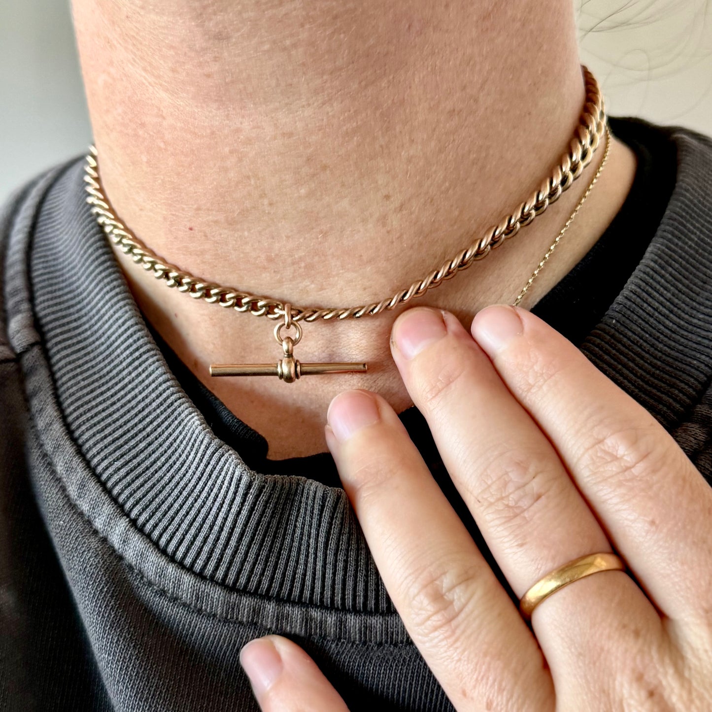 Miniature antique Albert Chain in 9 Carat Rose Gold; Circa 1895