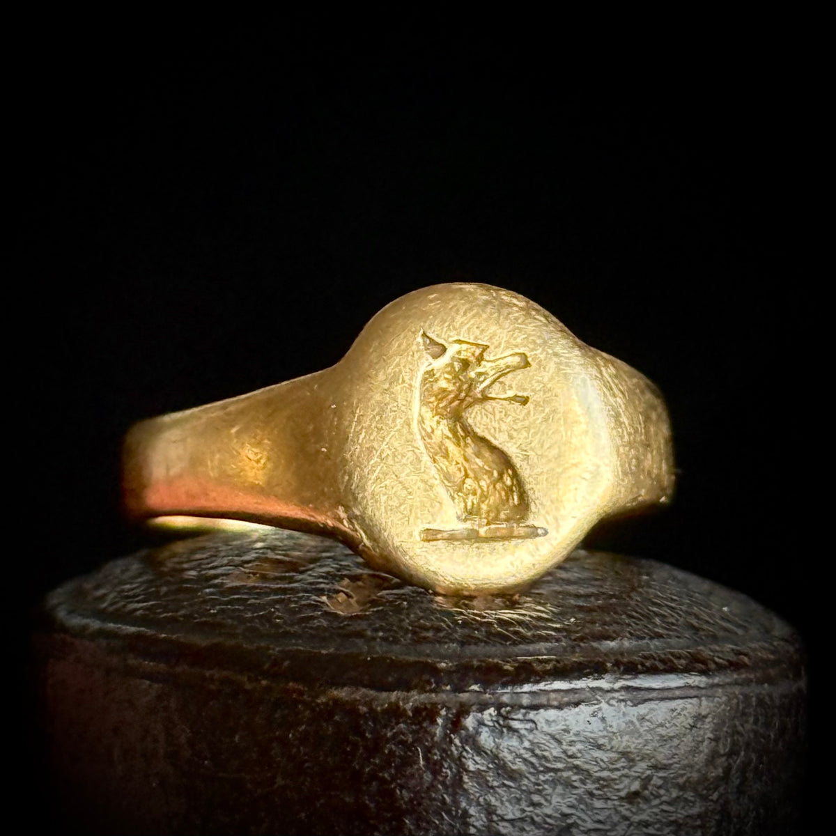 Antique Mythical Intaglio Signet Ring in 18 Carat Gold; Circa 1860