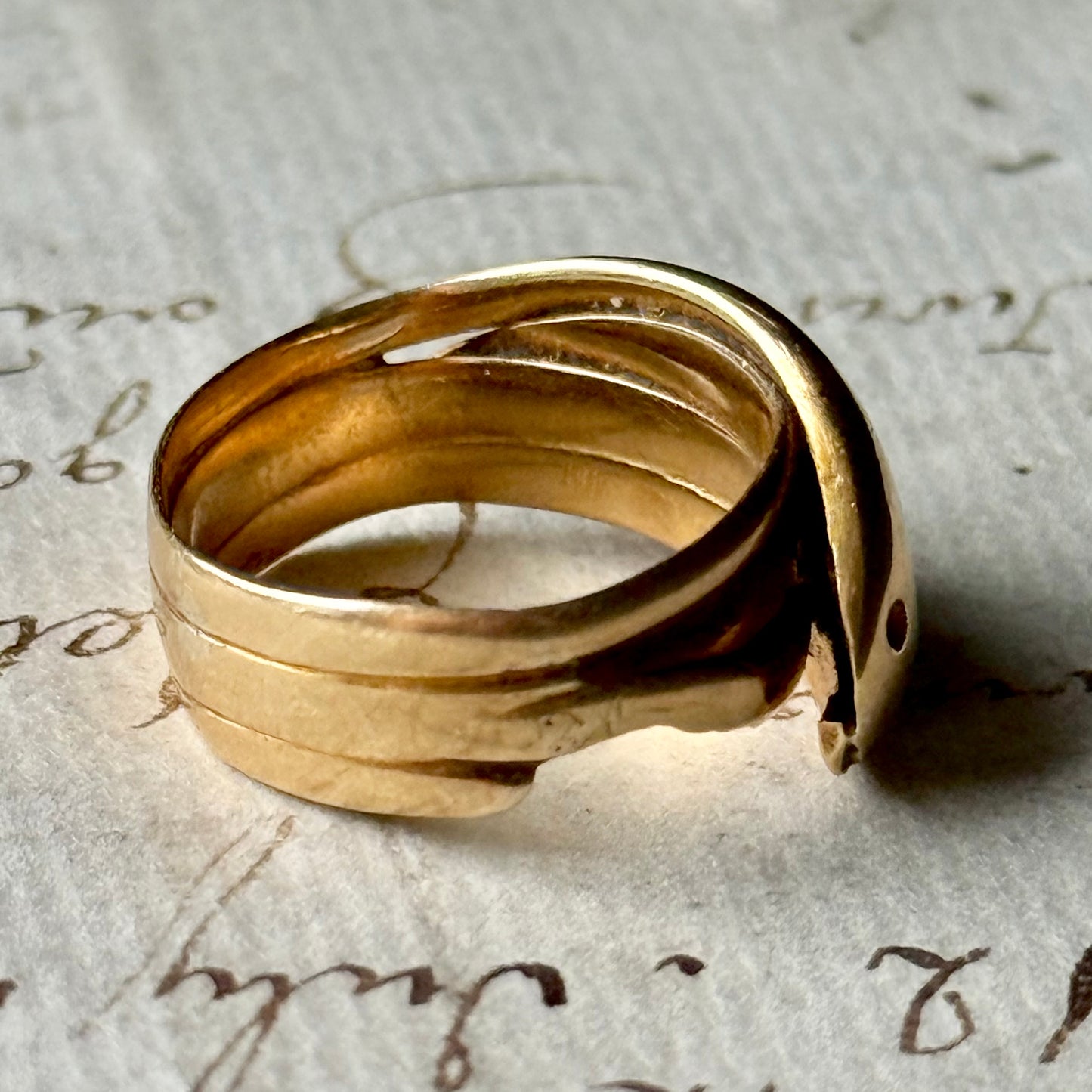Victorian Diamond Double Snake Ring in 18 Carat Gold; Circa 1880