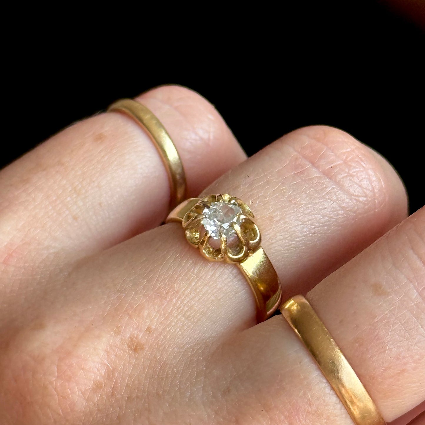 Antique Oval Old Cut Diamond Ring; Circa 1878