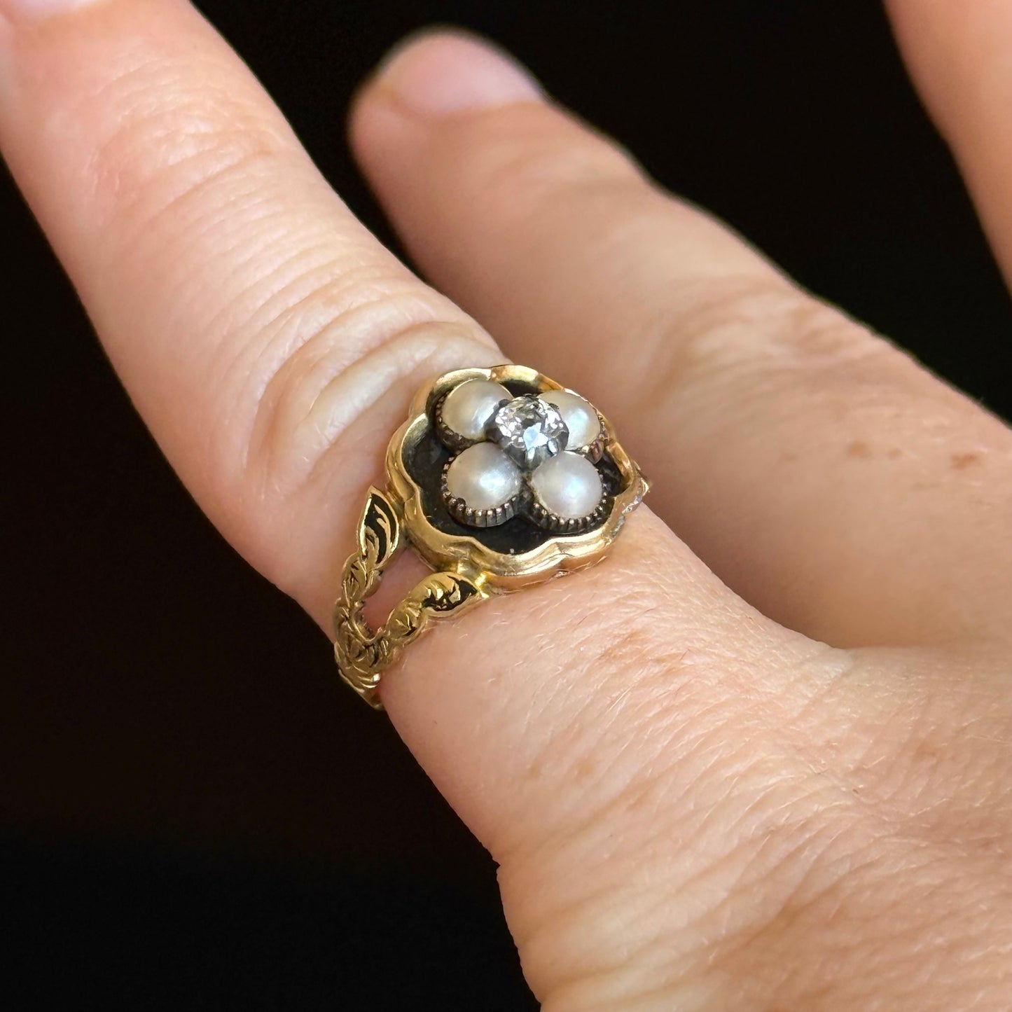 Antique Diamond Mourning Ring; Circa 1839