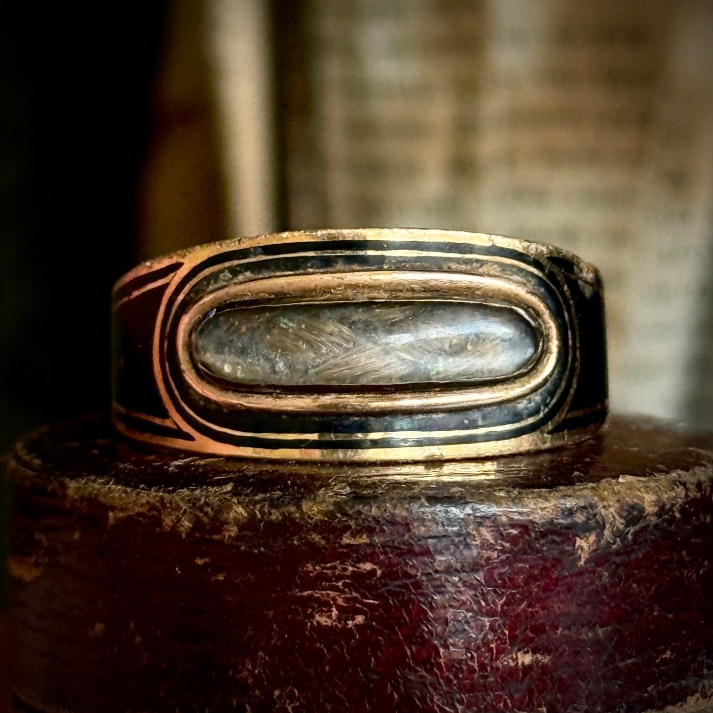 Antique Georgian Locket Mourning Ring; Circa 1801