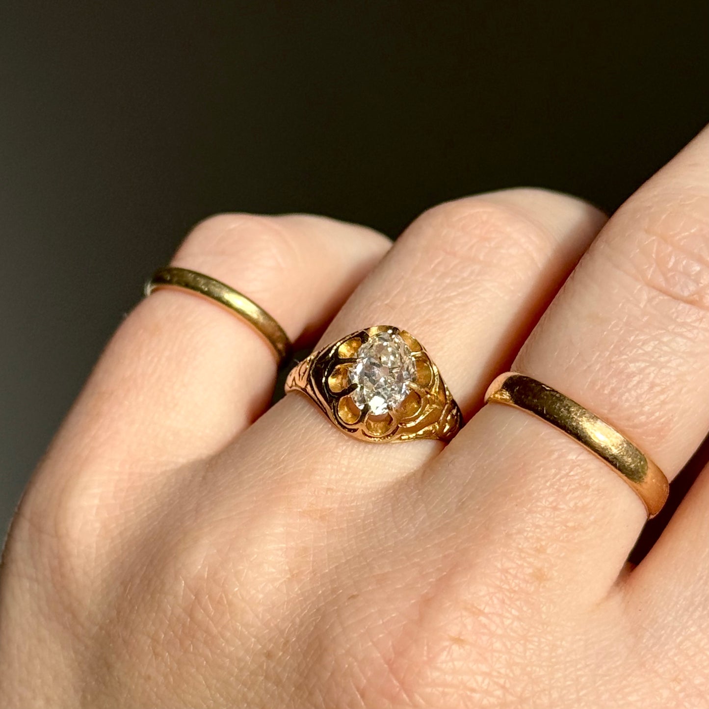 Antique Old Cut Diamond Ring in 15 Carat Gold; Circa 1870