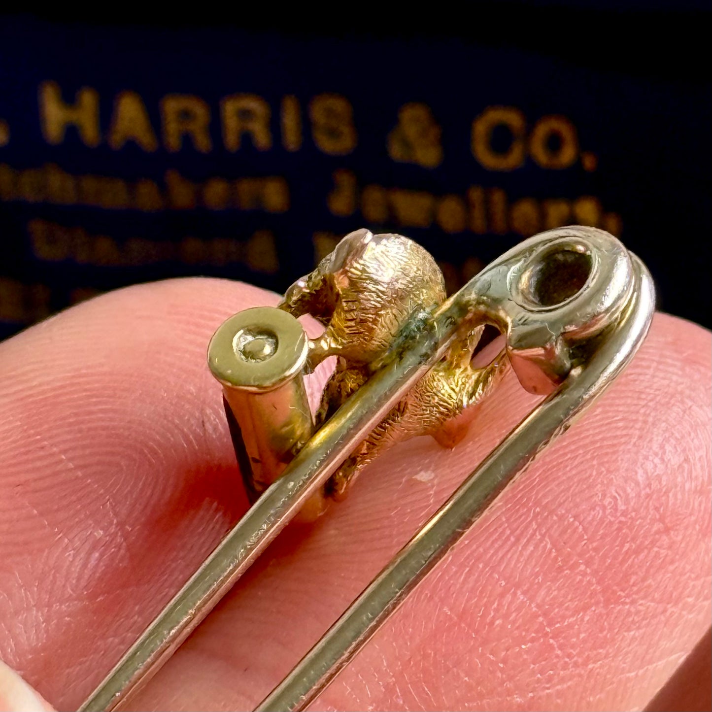 Antique Victorian Hare & Cartridge Brooch in 9 Carat Gold; Circa 1880