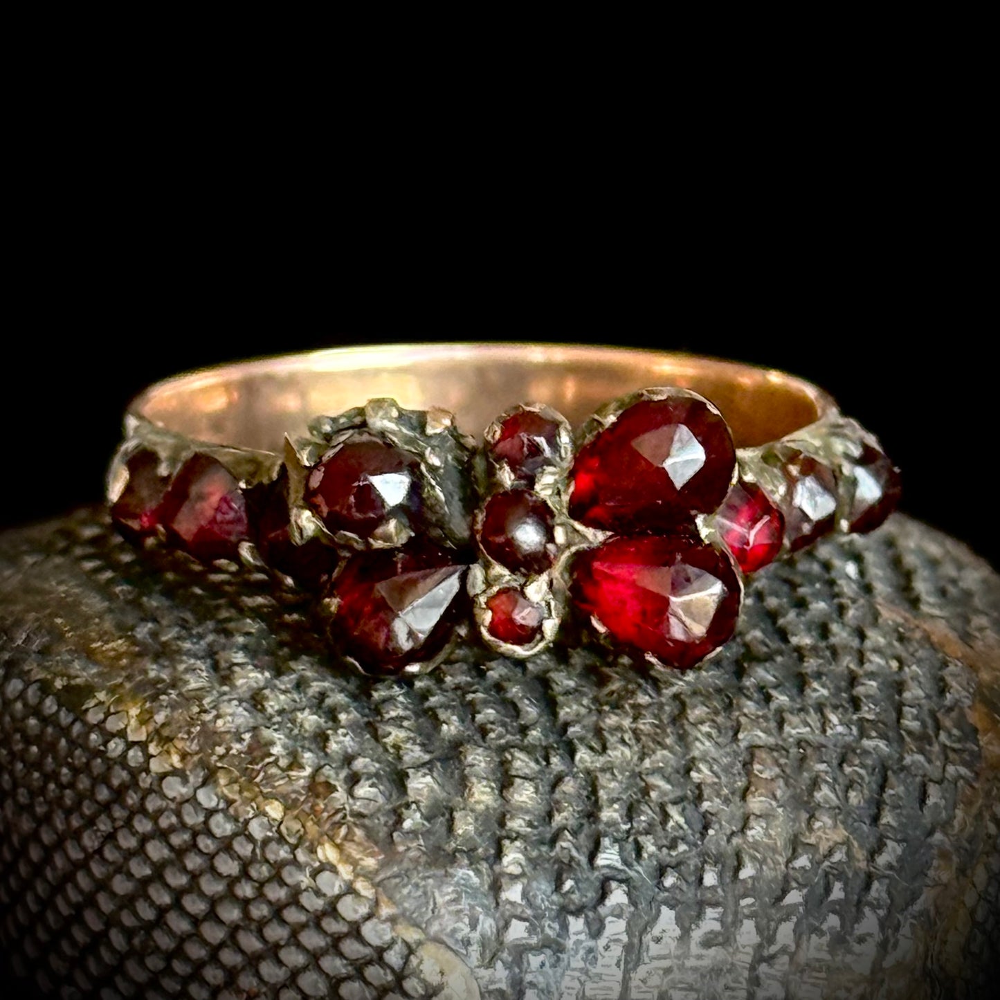 Antique Victorian Garnet Butterfly Ring; Circa 1860