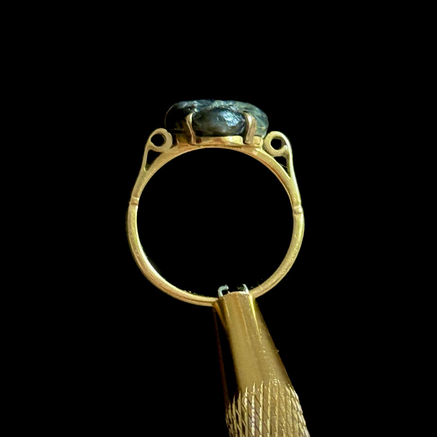 Victorian Labradorite Devil's Head Ring in 18 Carat Gold