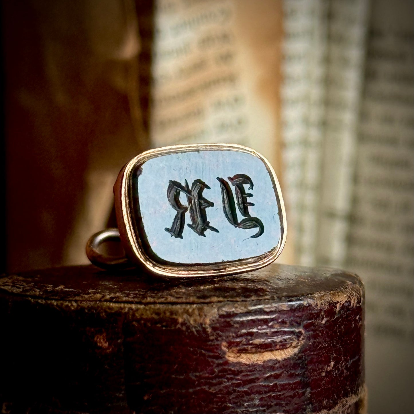 Antique Bloodstone Intaglio Fob in 9 Carat Gold; Circa 1897