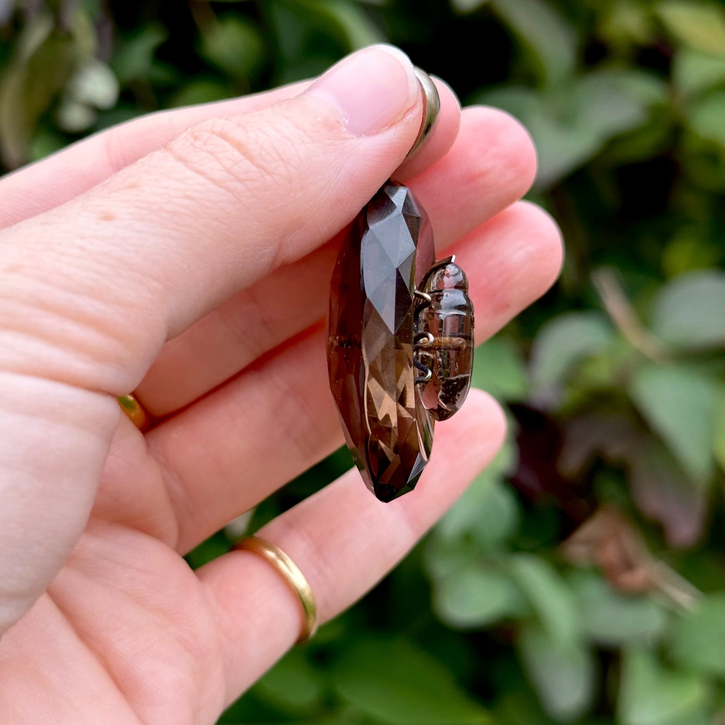Victorian Smoky Quartz & Silver Gilt Beetle Pendant; Circa 19th Century