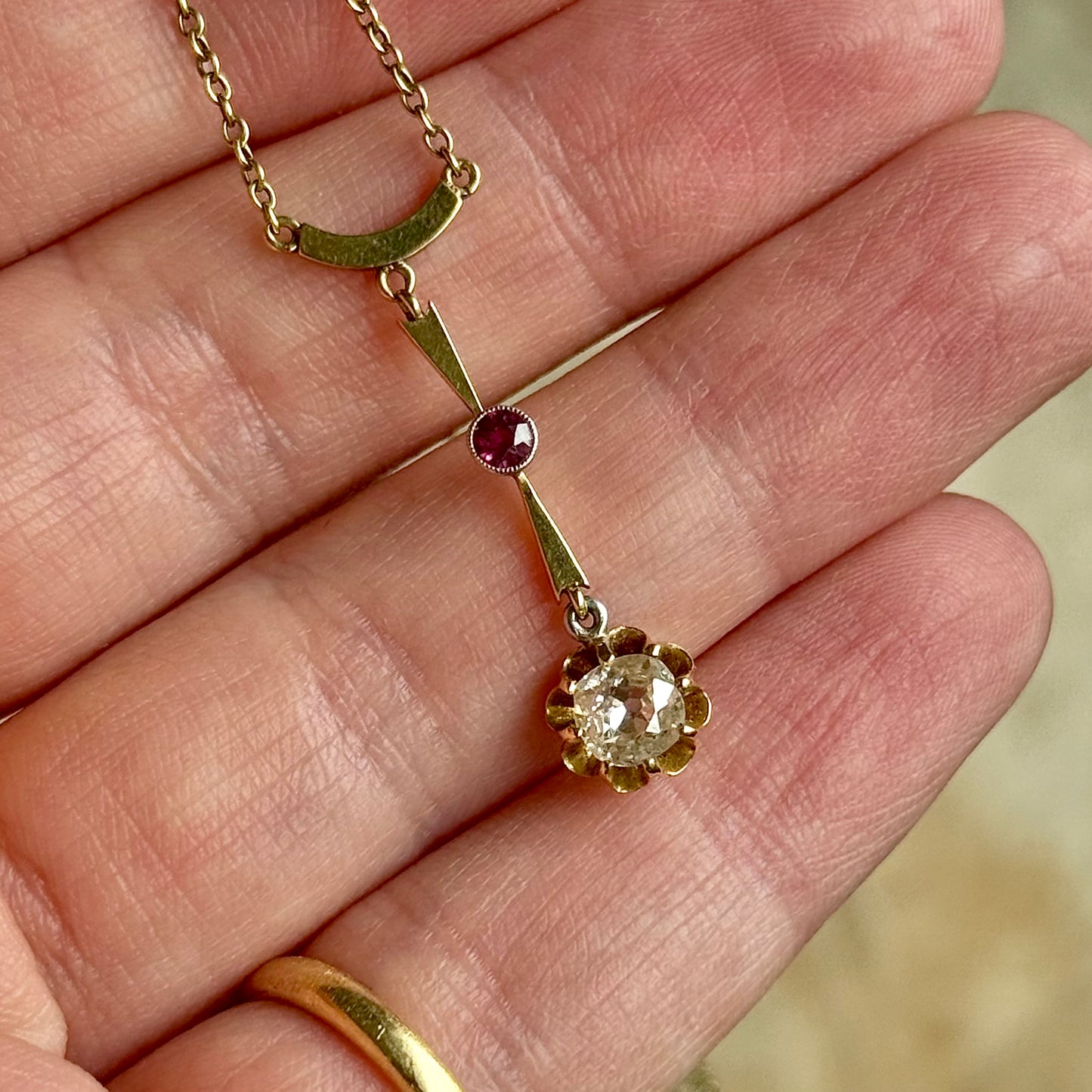 Late Victorian Ruby & Diamond Pendant; Circa 1900