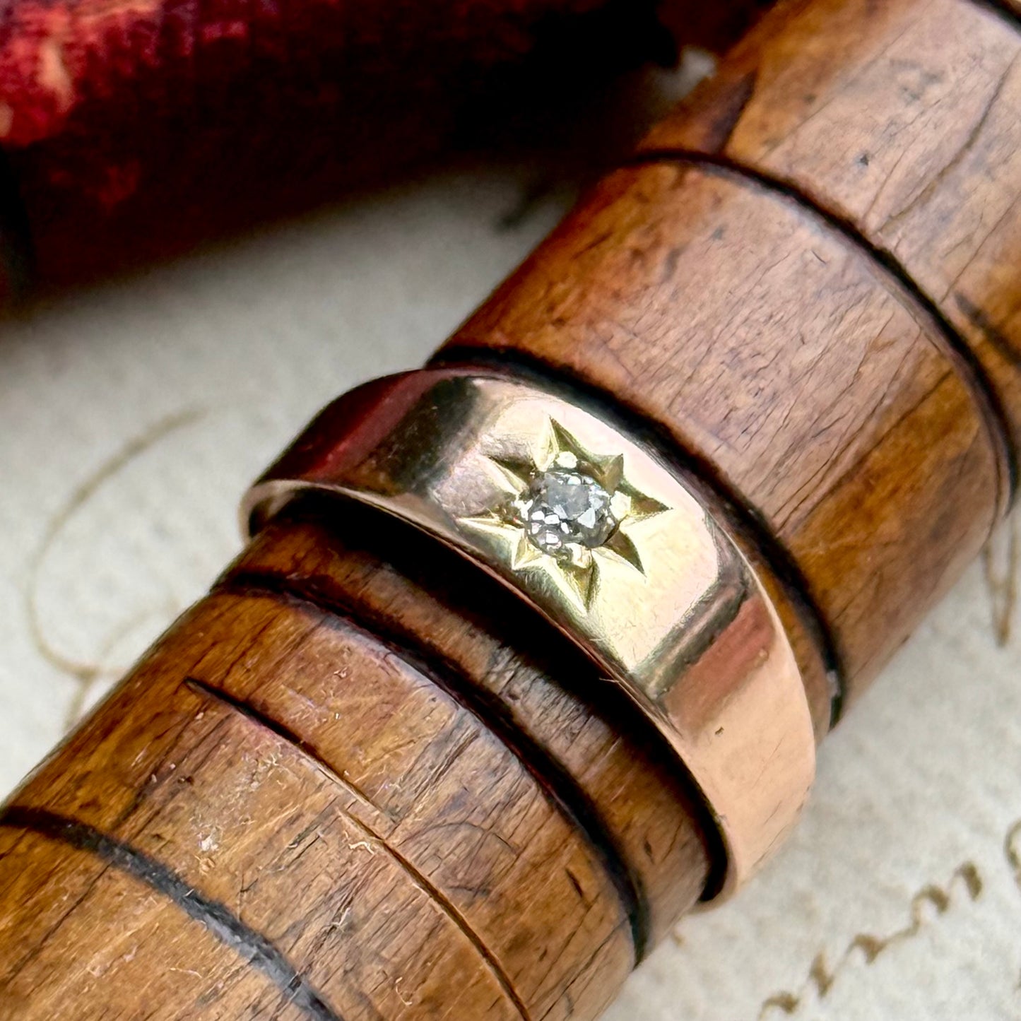 Antique Victorian Diamond Starburst Ring in 9 Carat Gold; Circa 1895