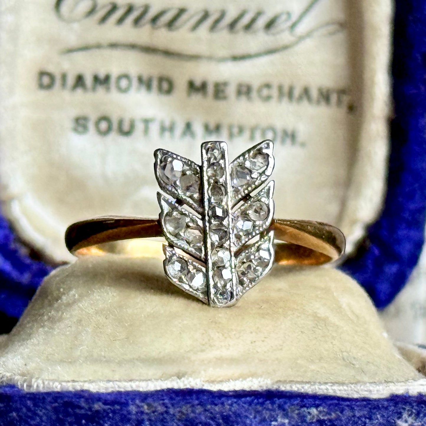 Antique Victorian Diamond Arrow Ring in 18 Carat Gold; Circa 1890