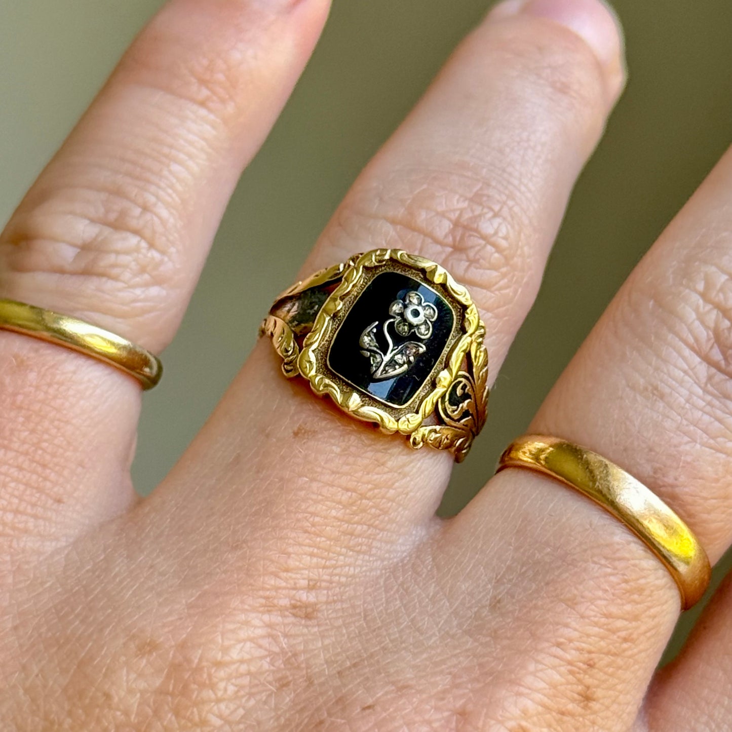 Antique Georgian Forget Me Not Diamond Mourning ring