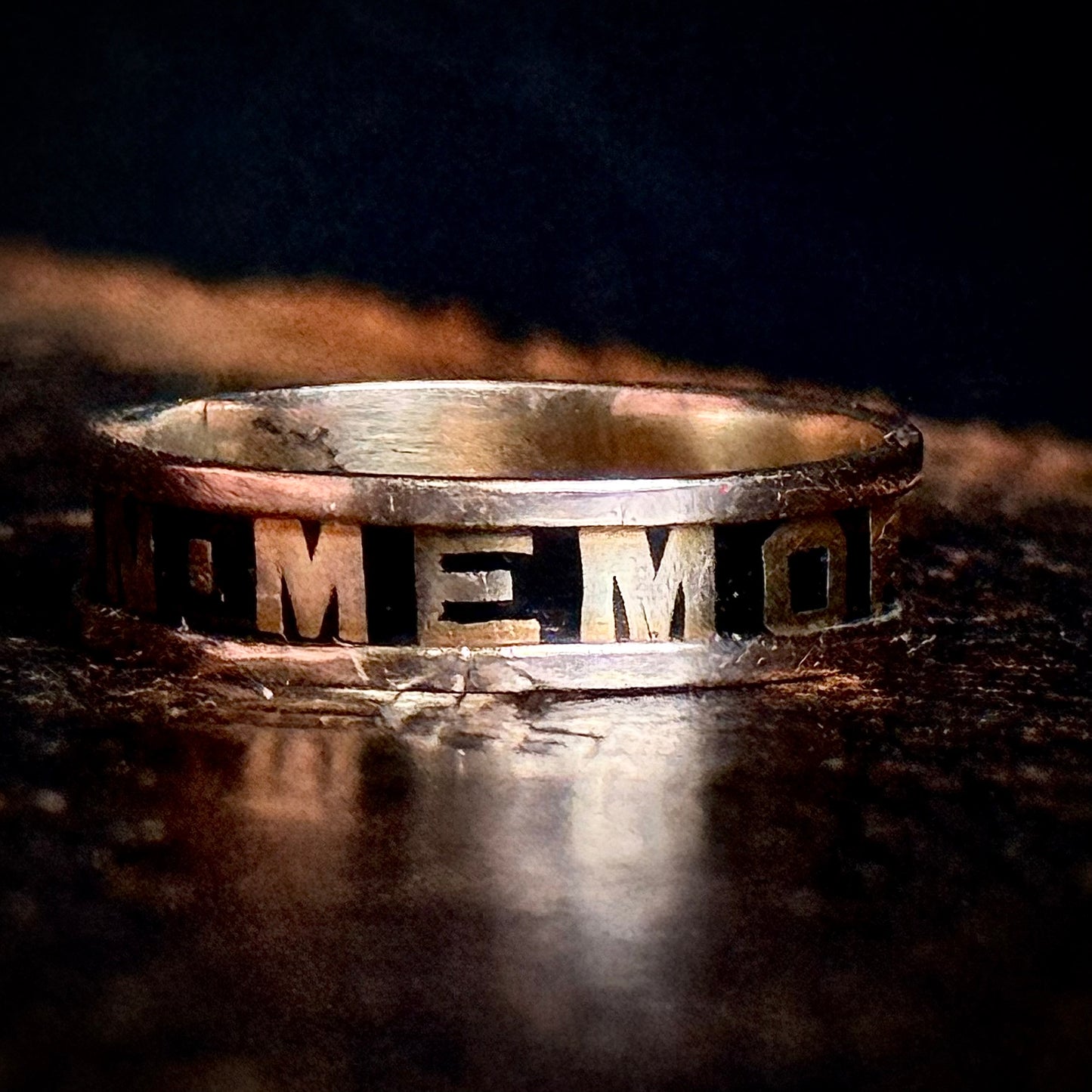 Antique Victorian Enamel Mourning Ring in 9 Carat Gold; Circa 1873