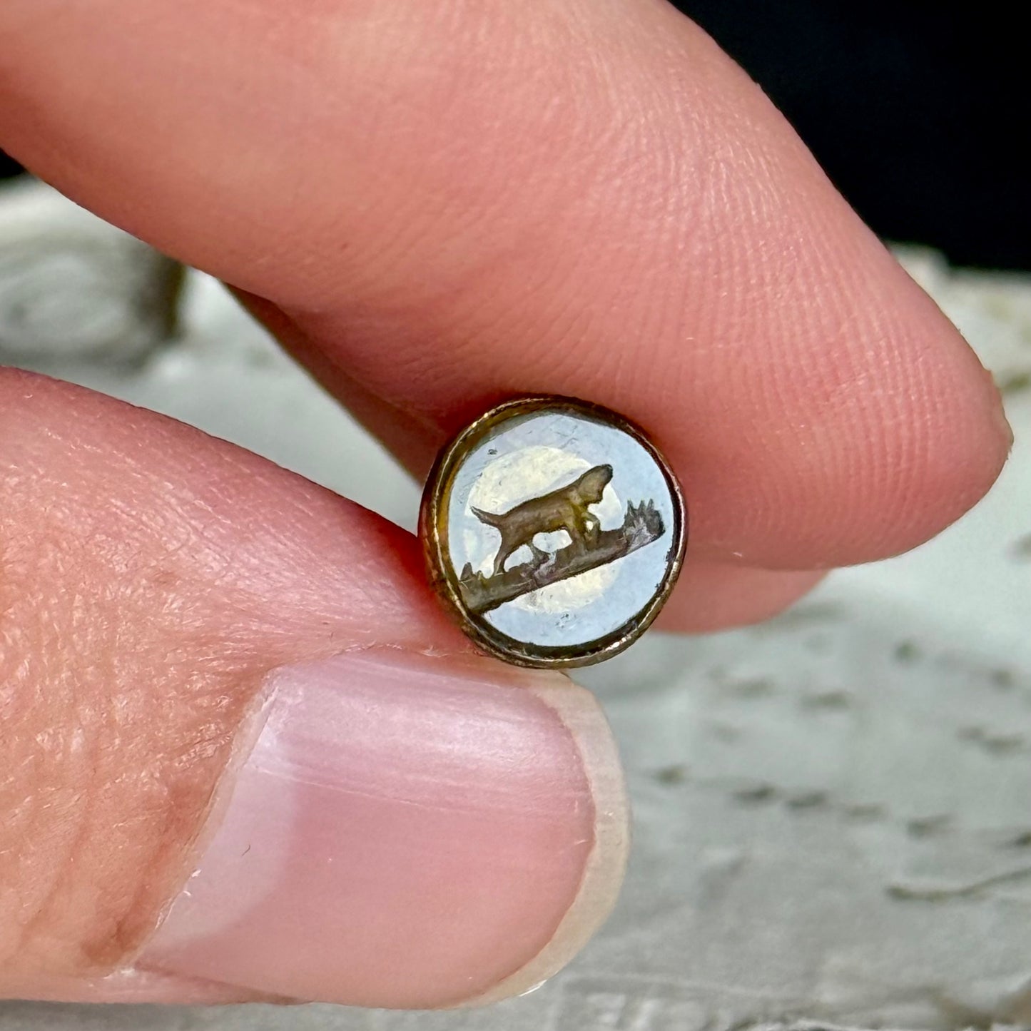 Antique Victorian Dog Intaglio Fob Pendant