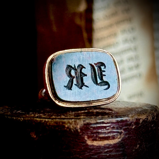 Antique Bloodstone Intaglio Fob in 9 Carat Gold; Circa 1897