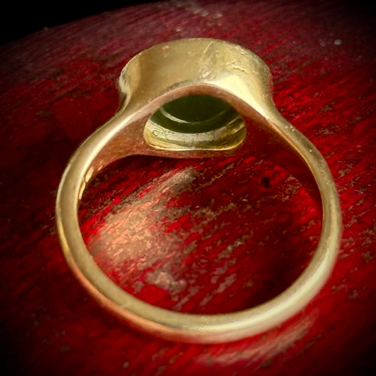 Antique Chalcedony 'B' Intaglio Ring in 18 Carat Gold; Circa 1880