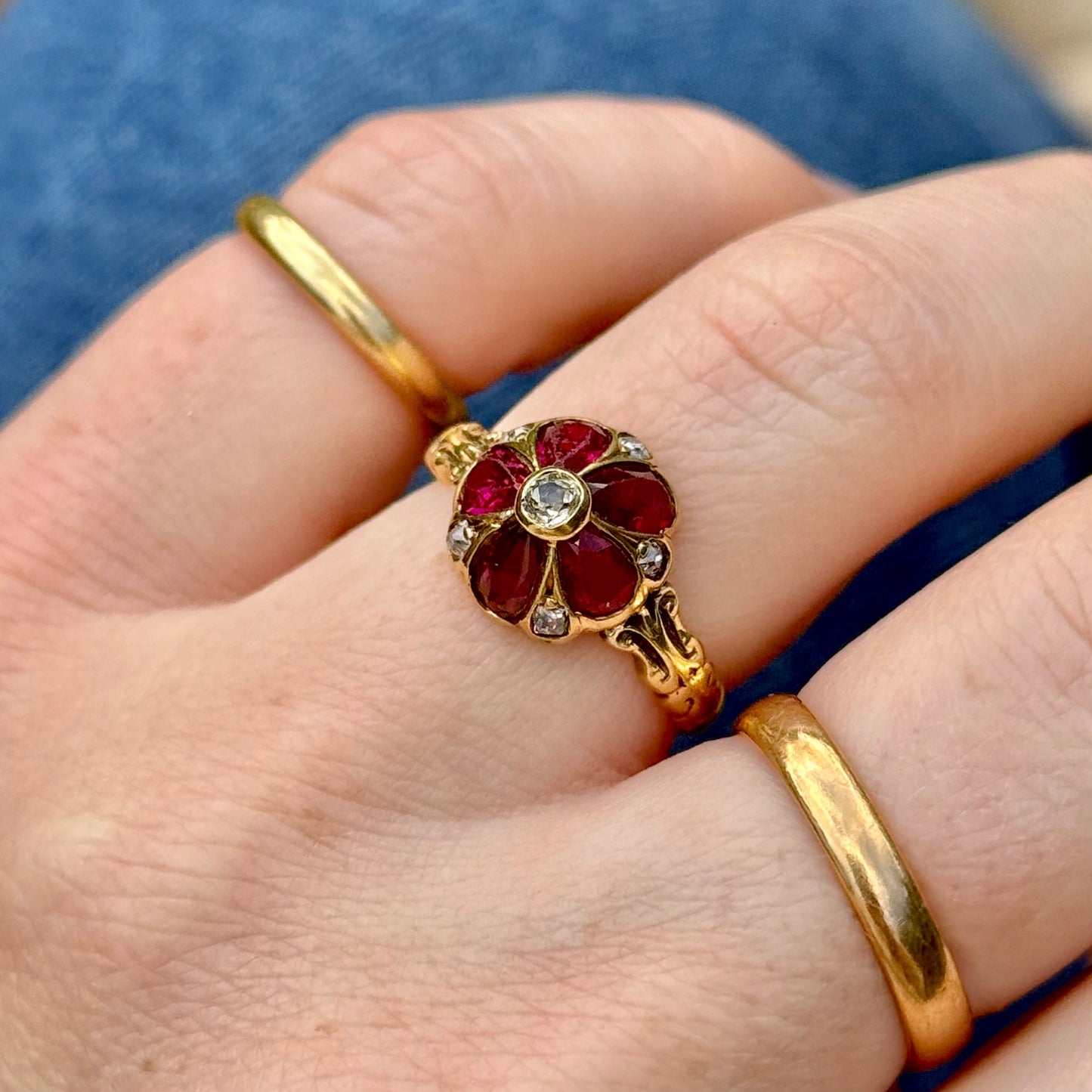Antique Ruby & Diamond Viola Ring in 18 Carat Gold