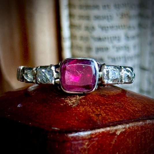 Antique Diamond & Garnet Ring; Circa 1840