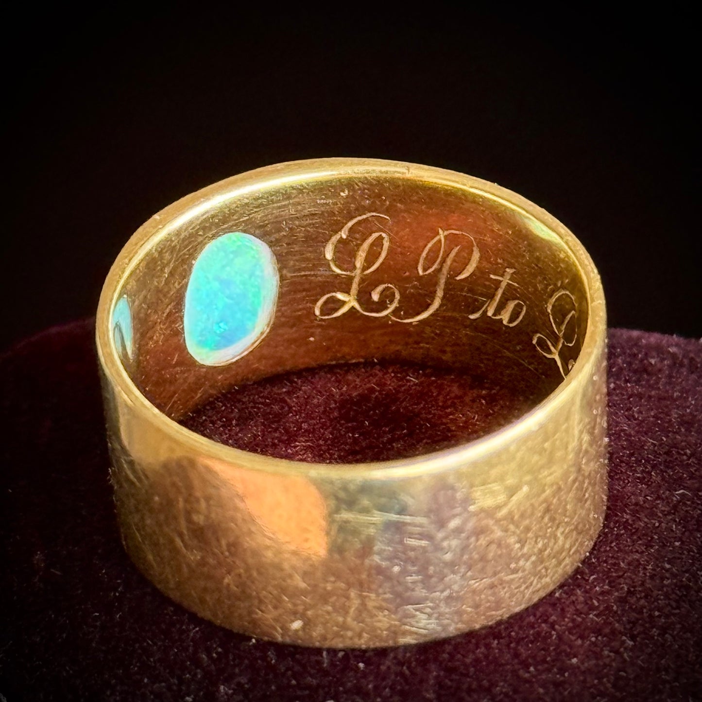 Antique Edwardian Opal Band in 18 Carat Gold; Circa 1900