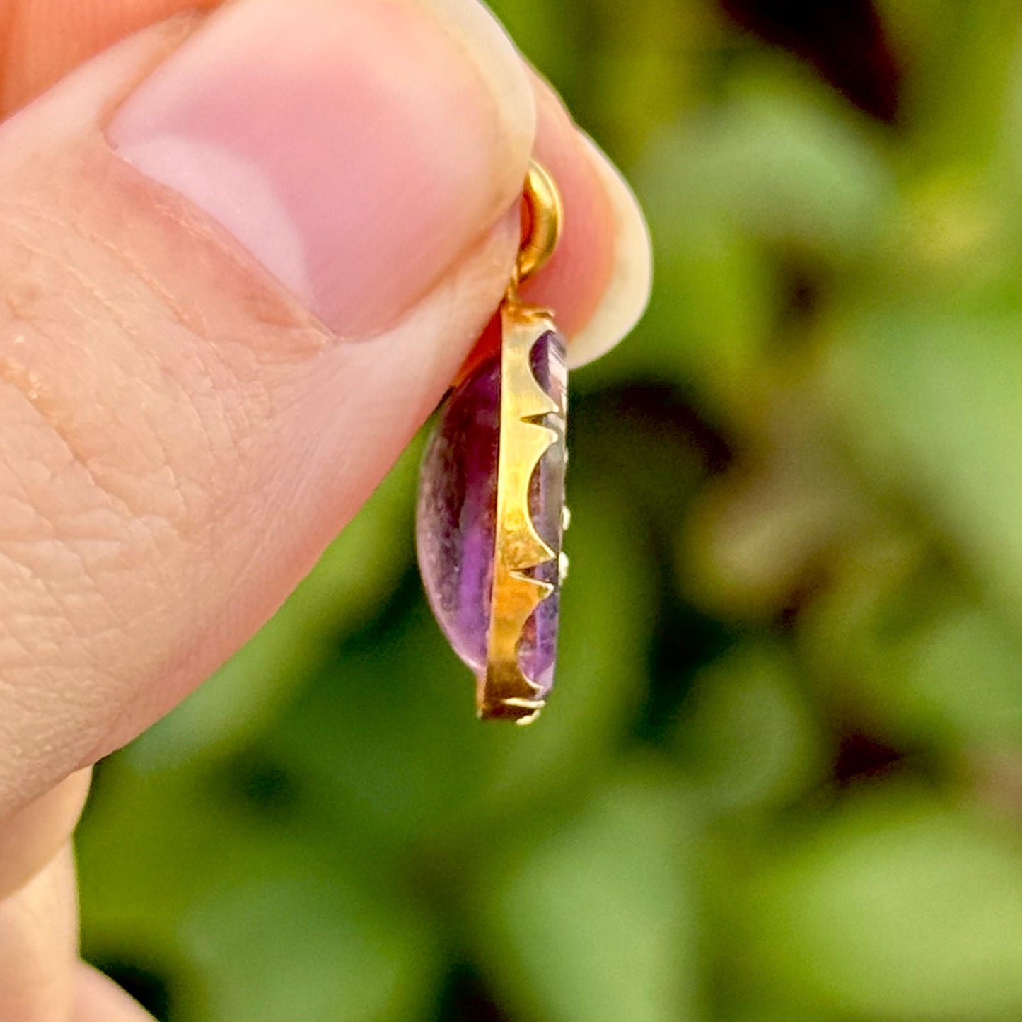 Victorian Amethyst Pendant with Floating Rose Cut Diamonds; Circa 1880