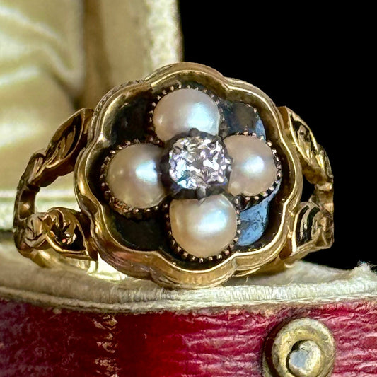 Antique Diamond Mourning Ring; Circa 1839