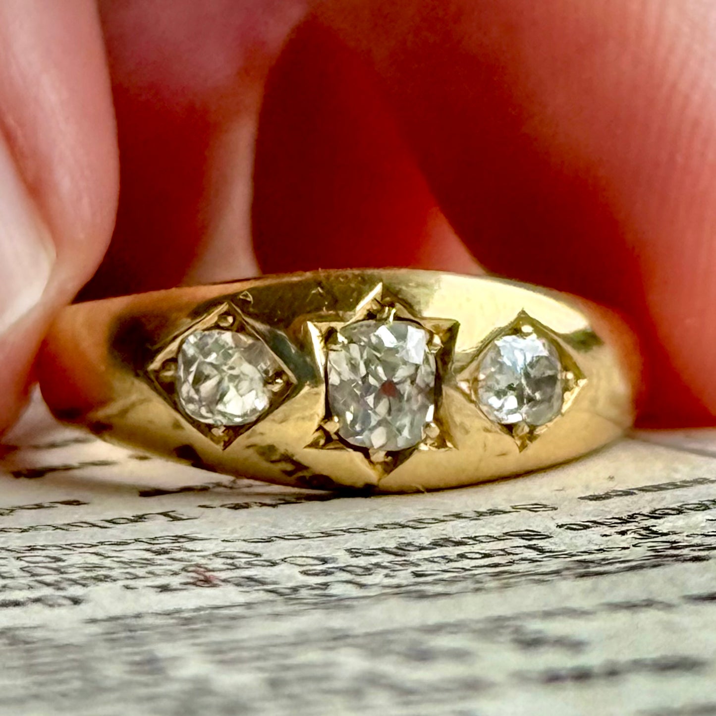 Antique Diamond Trilogy Ring in 18 Carat Gold