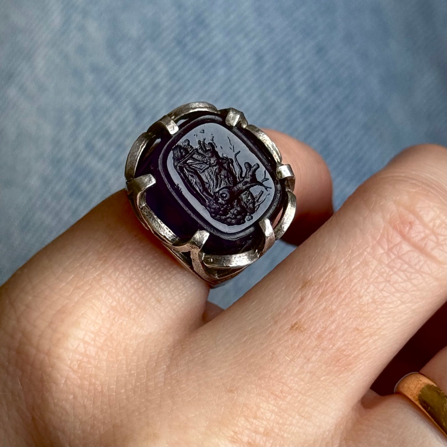 Substantial Vintage Intaglio Ring in Silver