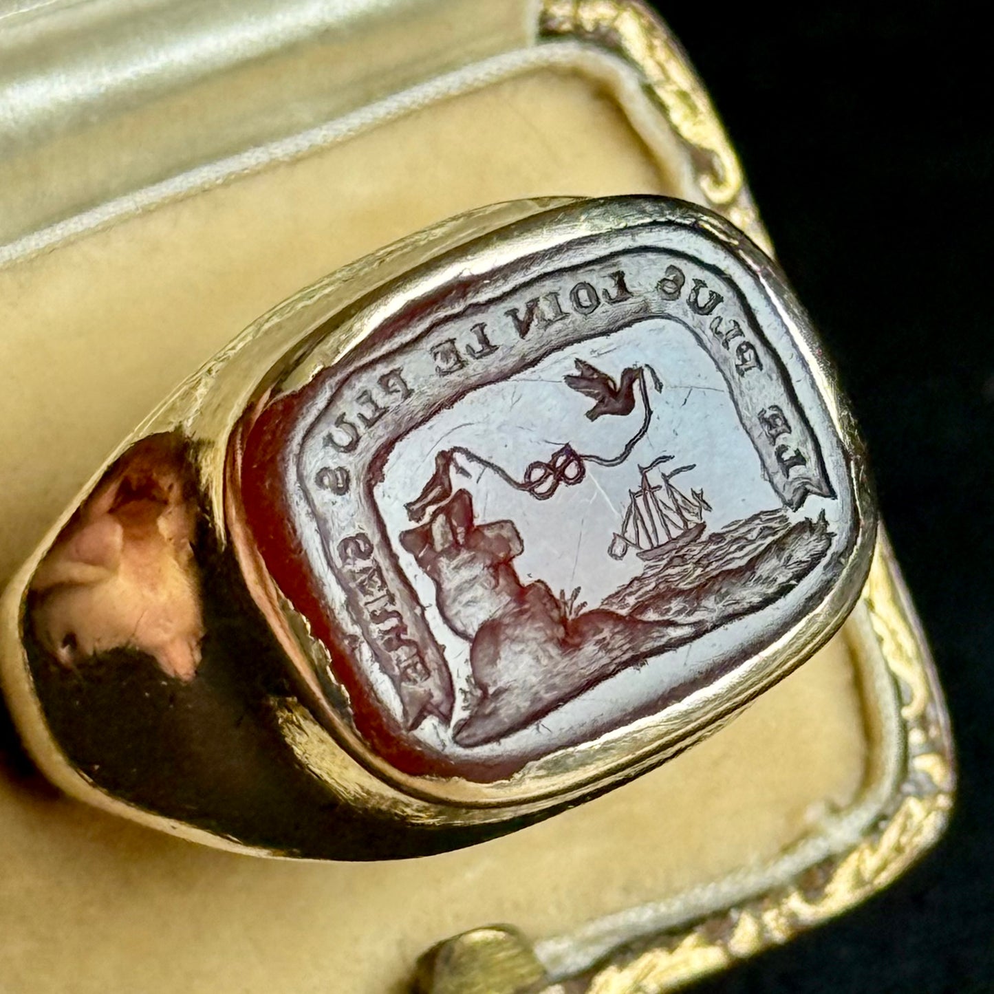 Antique Sentimental Intaglio Signet Ring
