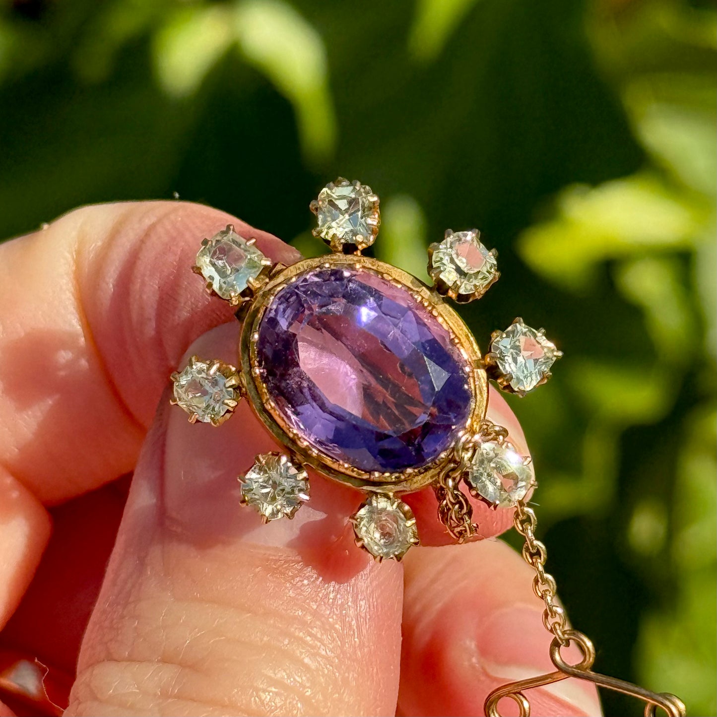 Victorian Ethereal Amethyst & Chrysoberyl Brooch