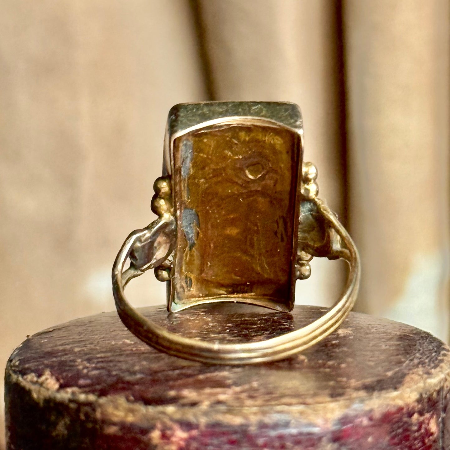 Victorian Micro Mosaic Panel Ring in 9 Carat Gold; 1850
