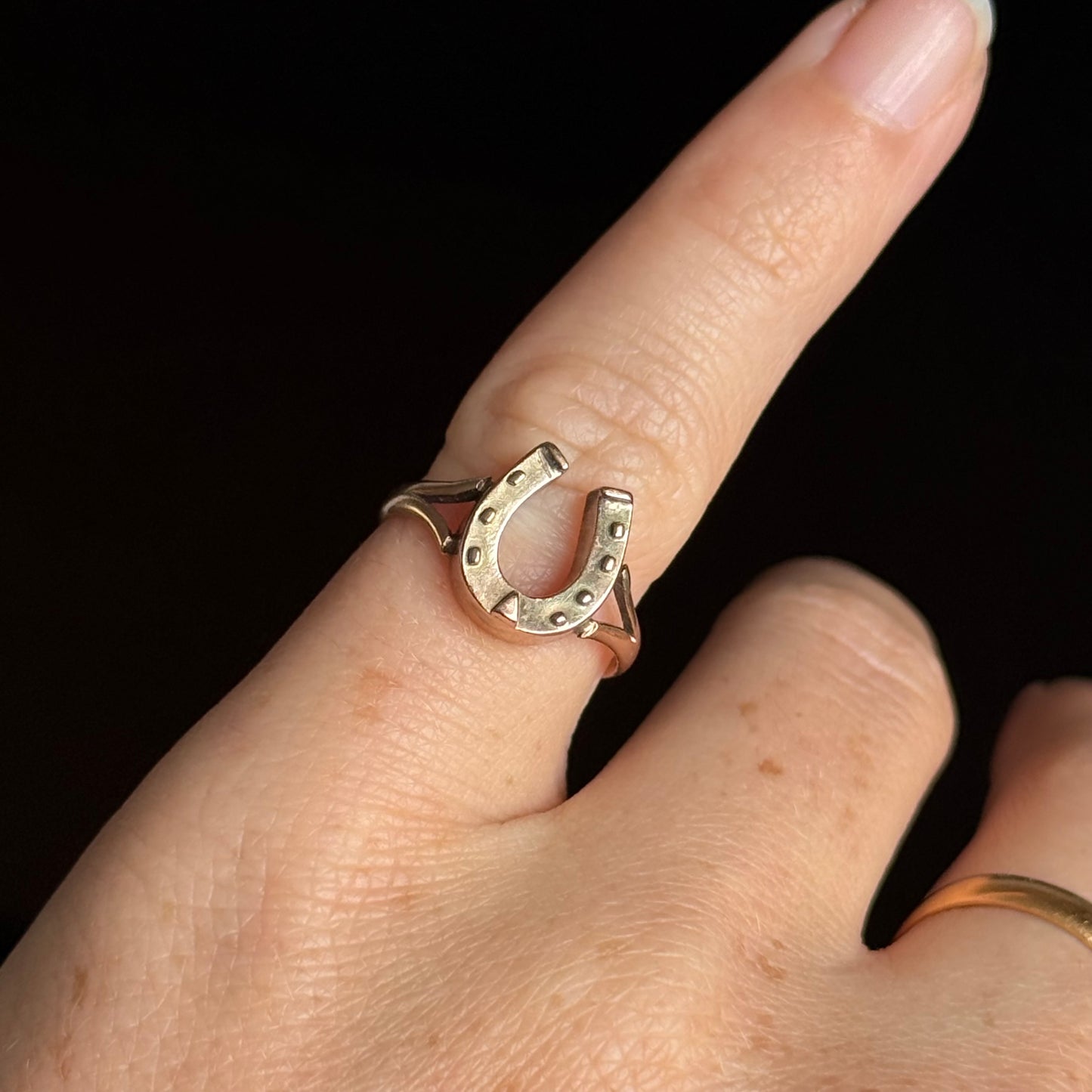 Antique Lucky Horseshoe Ring in 9 Carat Gold; Circa 1911