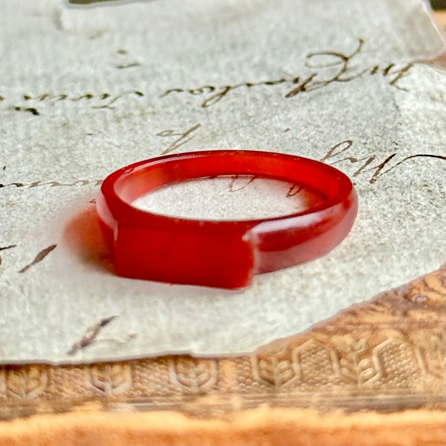 Antique Carnelian Carved Signet Ring; Circa 1880