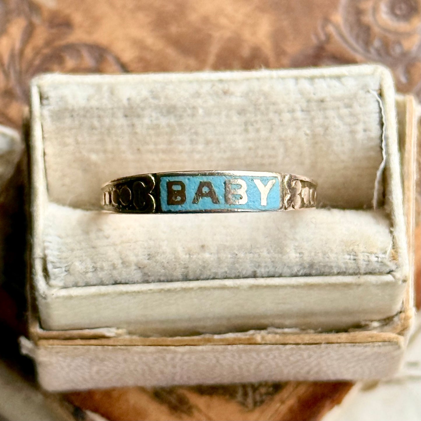 Antique Victorian Enamel 'Baby' Ring in 10 Carat gold