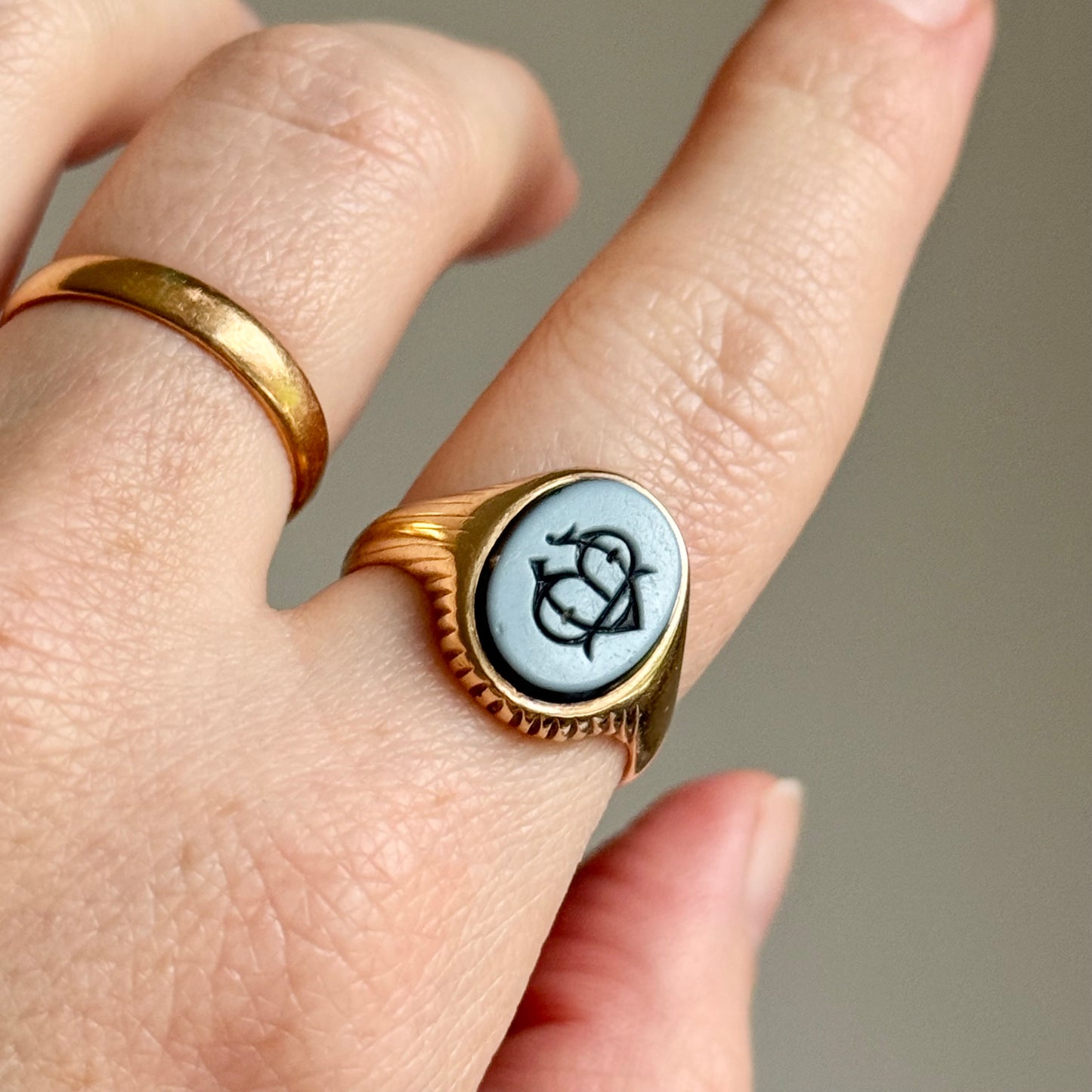 Antique Victorian Monogram Signet Ring in 18 Carat Gold; Circa 1890