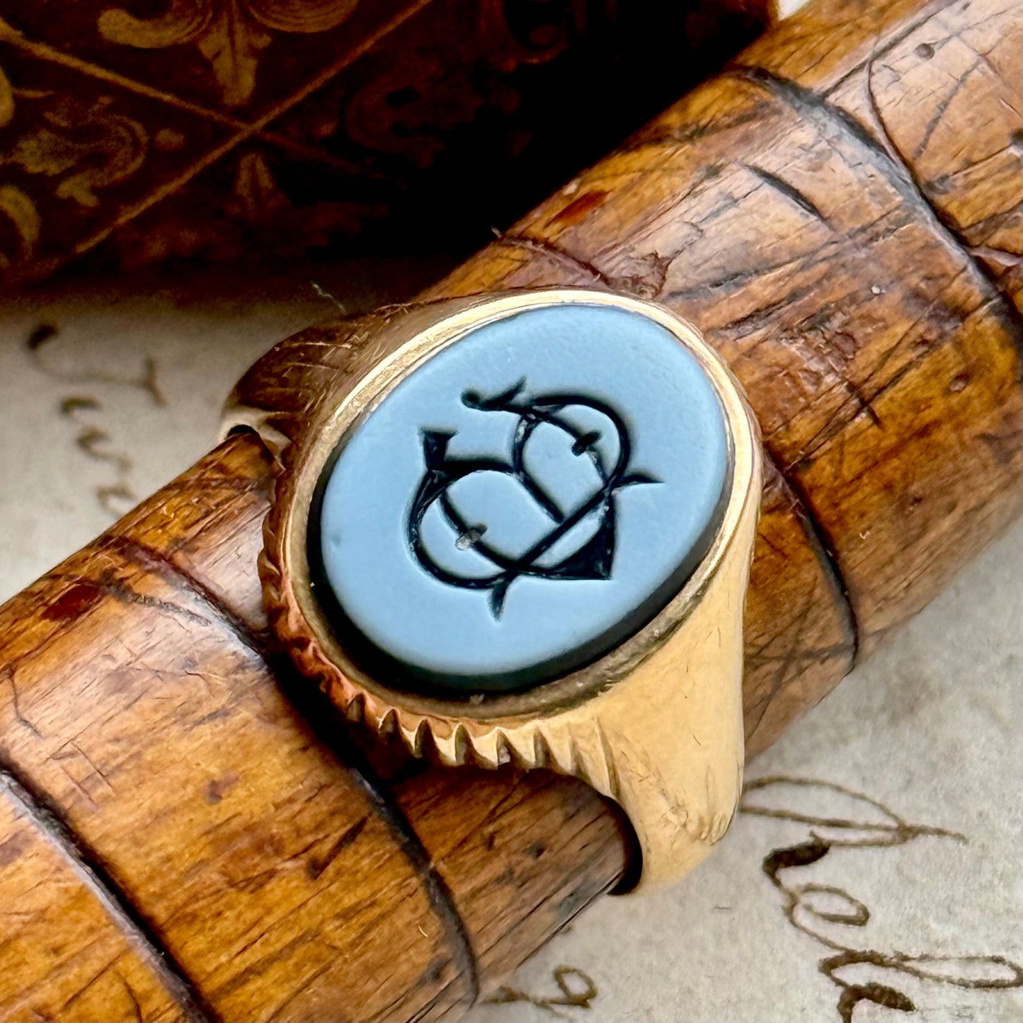 Antique Victorian Monogram Signet Ring in 18 Carat Gold; Circa 1890