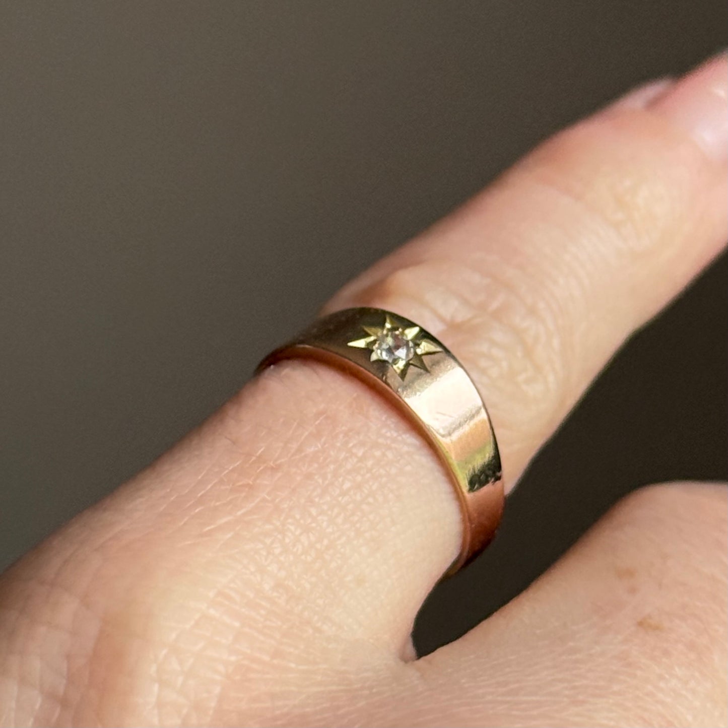 Antique Victorian Diamond Starburst Ring in 9 Carat Gold; Circa 1895