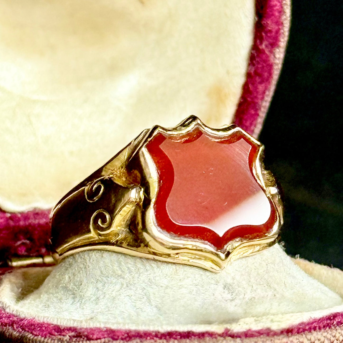 Antique Carnelian Signet Ring in 18 Carat Gold; Circa 1880