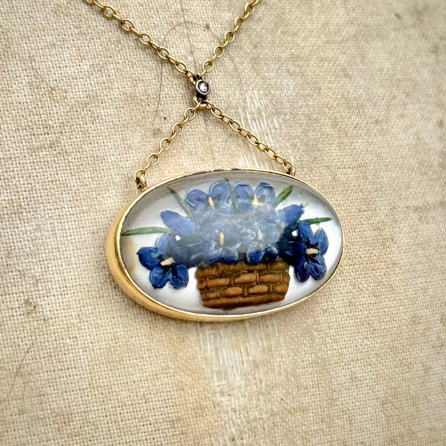 Antique Edwardian Floral Essex Crystal & Diamond Necklace