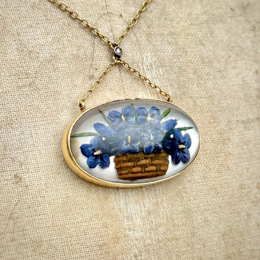Antique Edwardian Floral Essex Crystal & Diamond Necklace