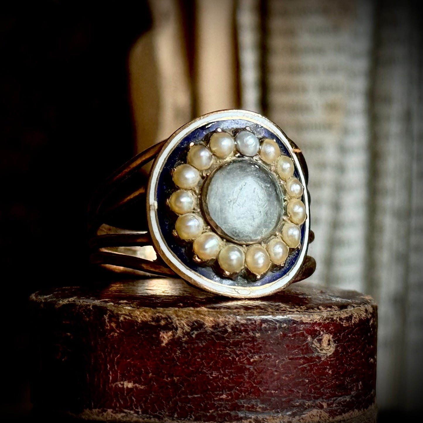 Antique Georgian Enamel Mourning Ring