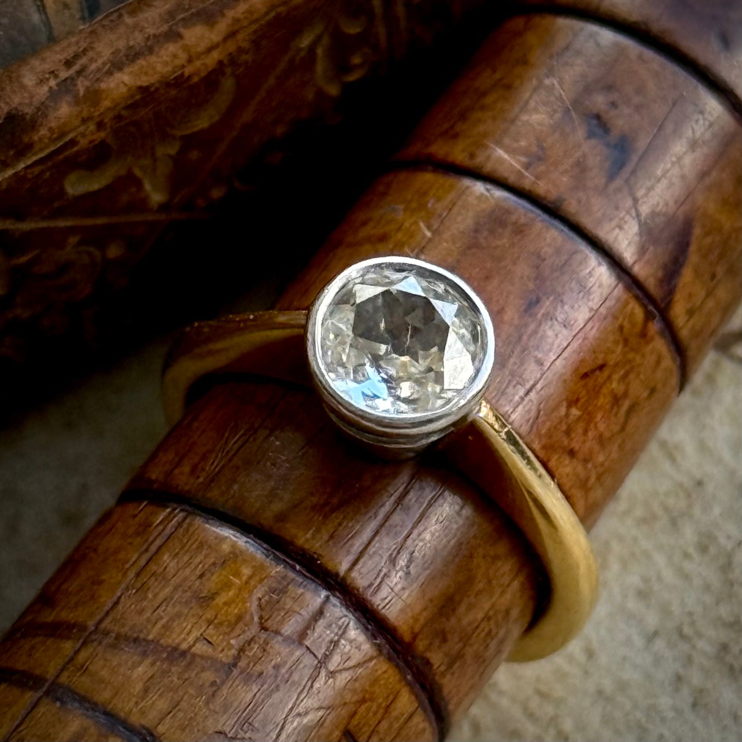 Old Cut Diamond Solitaire Ring in 18 Carat Gold