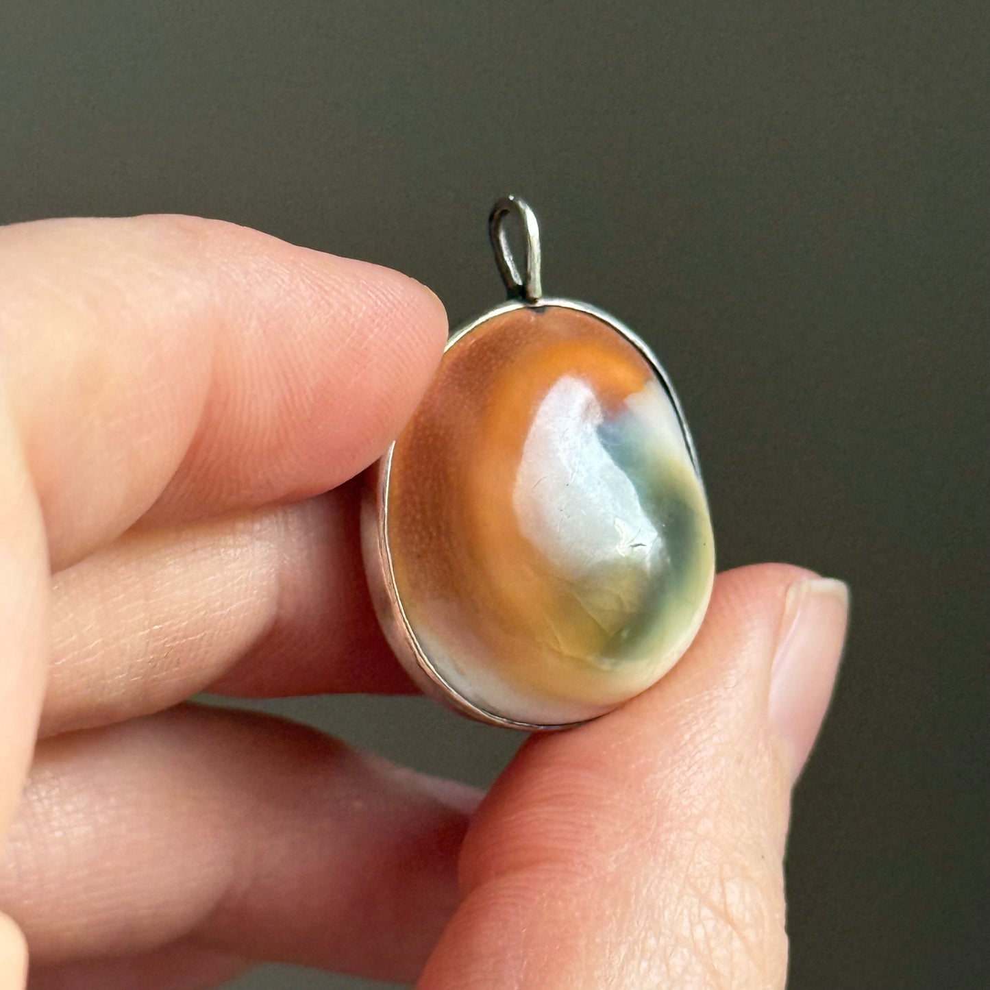 Victorian Operculum Pendant in Silver; Circa 1890