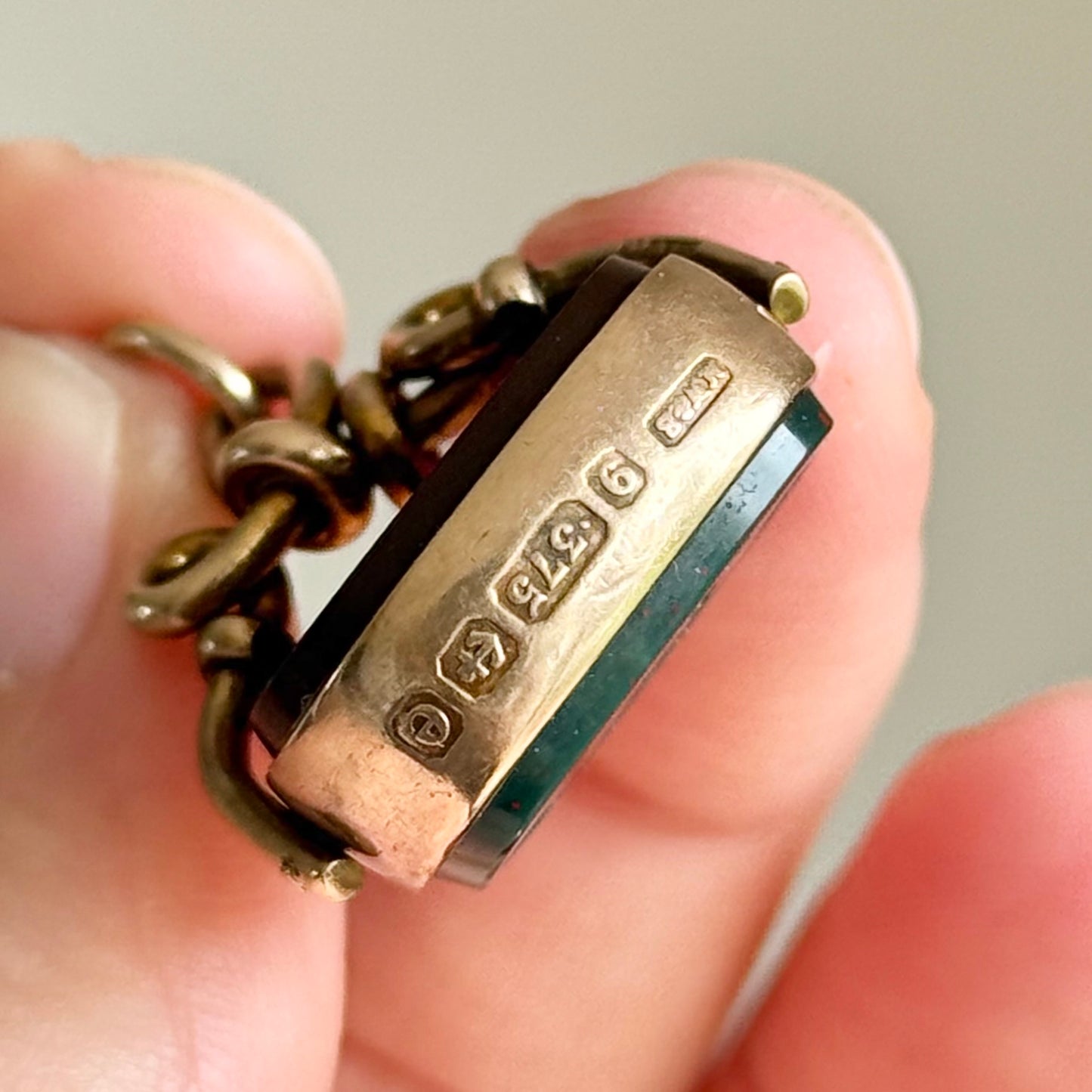 Antique Bloodstone Intaglio Fob in 9 Carat Gold; Circa 1904