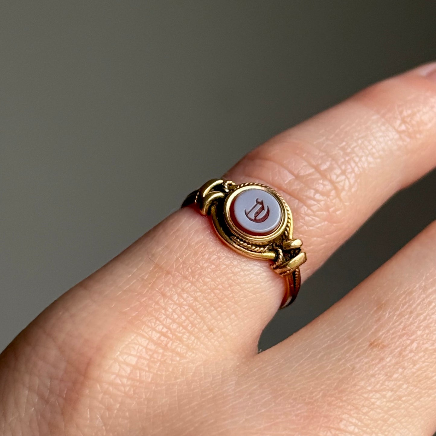 Antique Victorian 'C' Signet Ring in 9 Carat Gold; Circa 1880